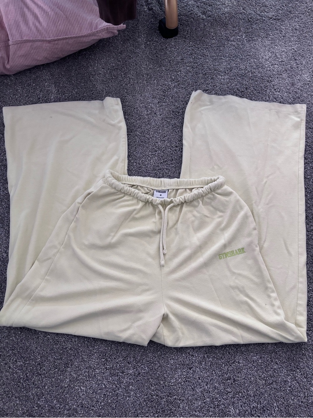 Gymshark Yellow Wide-Leg Drawstring Waffle Pants